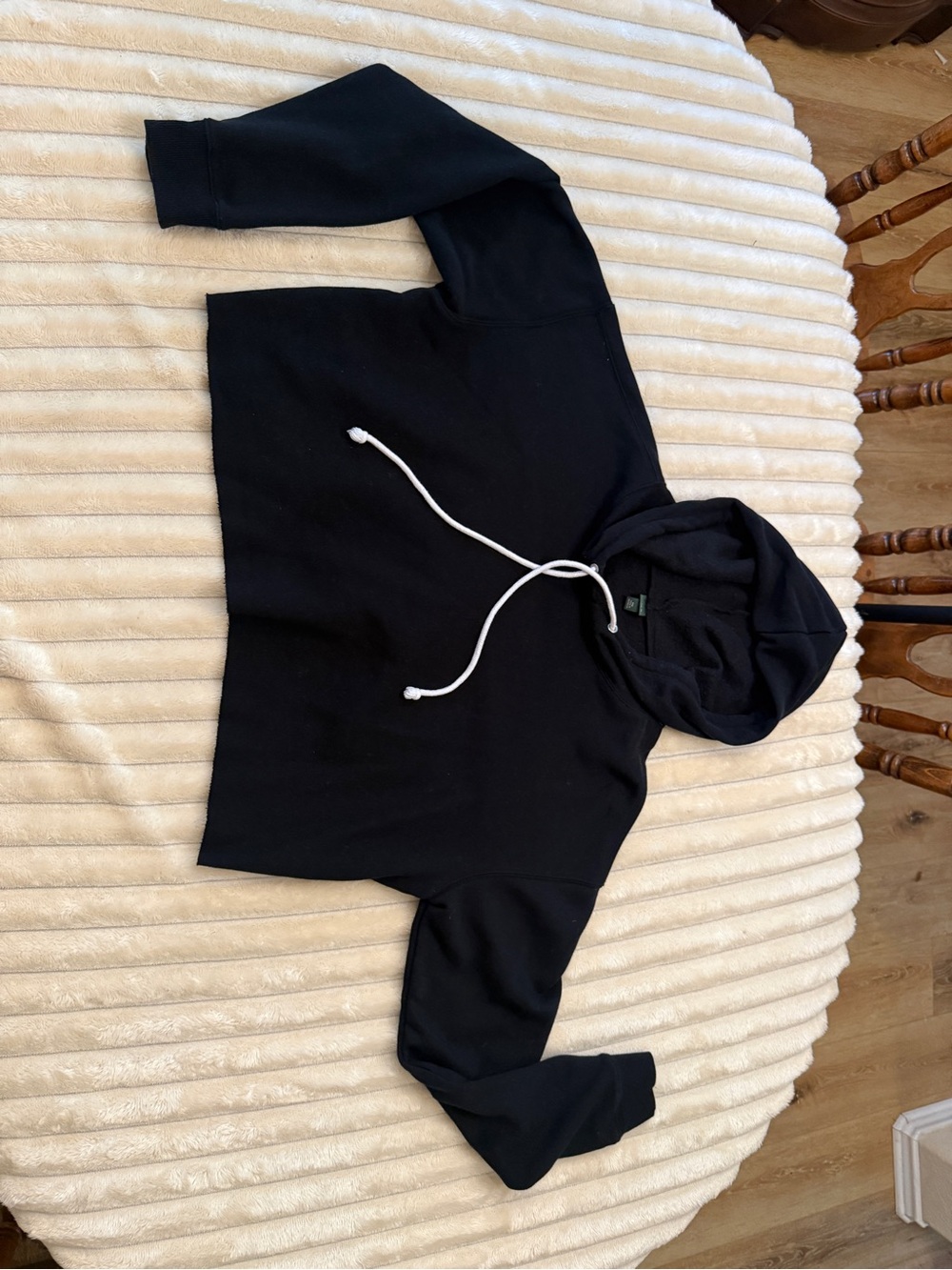 wild fable Black Cropped Hoodie with White Drawstrings - Picture 7 of 7